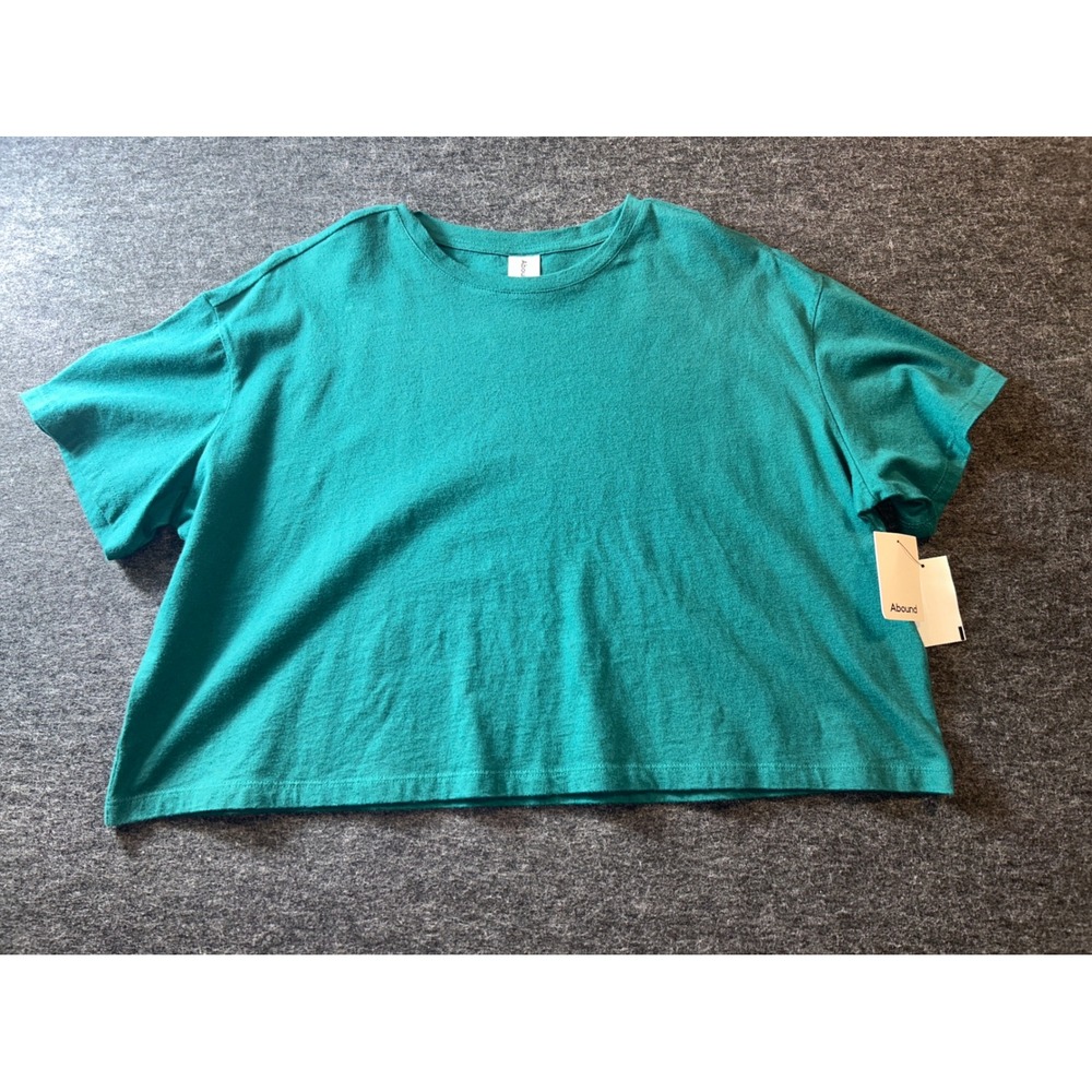 Abound Cropped T-Shirt Womens XS Green NEW Short Sleeve Cotton Tee